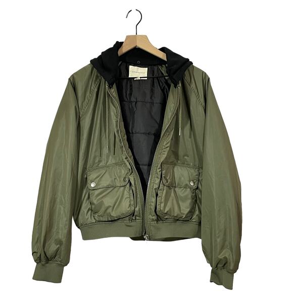 Aeropostale Hooded Bomber Jacket - Green - Large - Picture 8 of 16